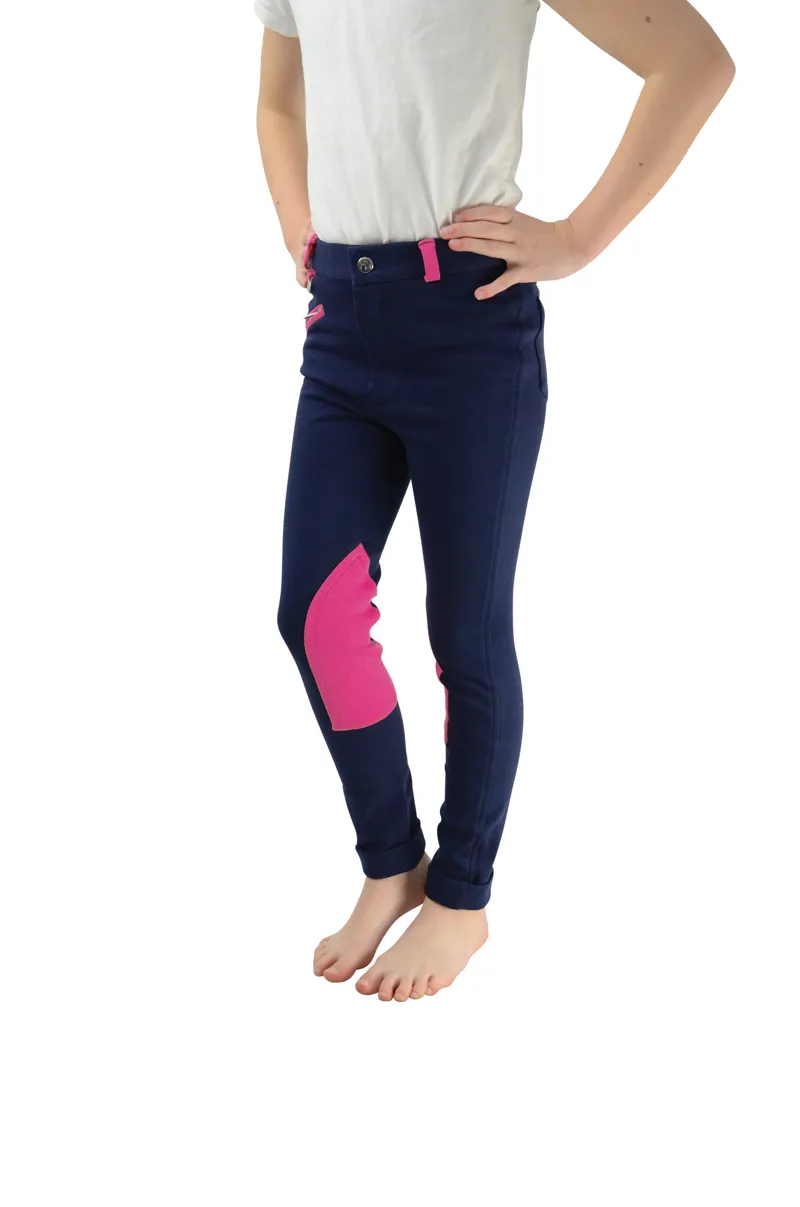 Hy Equestrian Belton Children's Jodhpurs - Navy/Pink